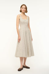 WELLS DRESS | IVORY DARK OAK MICRO STRIPE