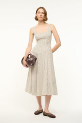 WELLS DRESS | IVORY DARK OAK MICRO STRIPE