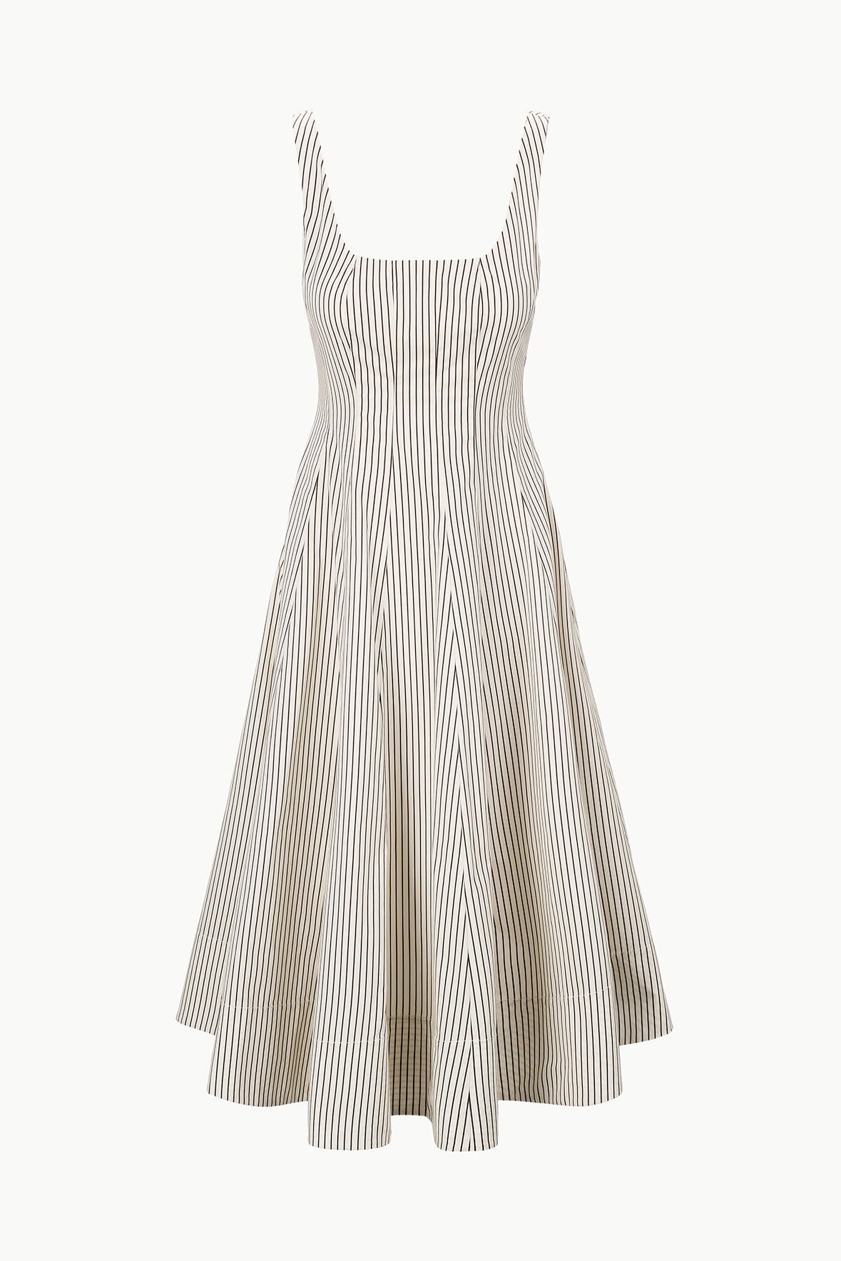 WELLS DRESS | IVORY DARK OAK MICRO STRIPE